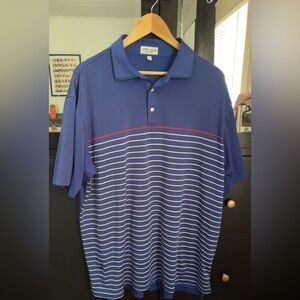 Peter Millar Navy and White Striped Polo